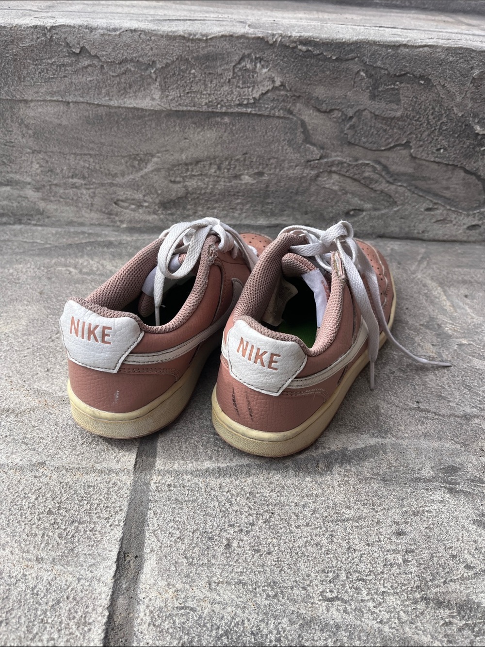 Nike Dusty Pink Leather Low-Top Sneakers with White Swoosh - Picture 3 of 5